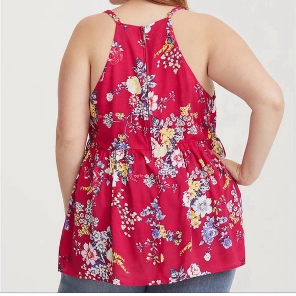 TORRID Women’s Tank Floral Challis Babydoll Cami Pink Size 00 or M/L NWT - Picture 2 of 6